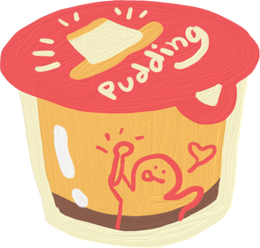 Handdrawn Painterly Asian Snacks Pudding Cup